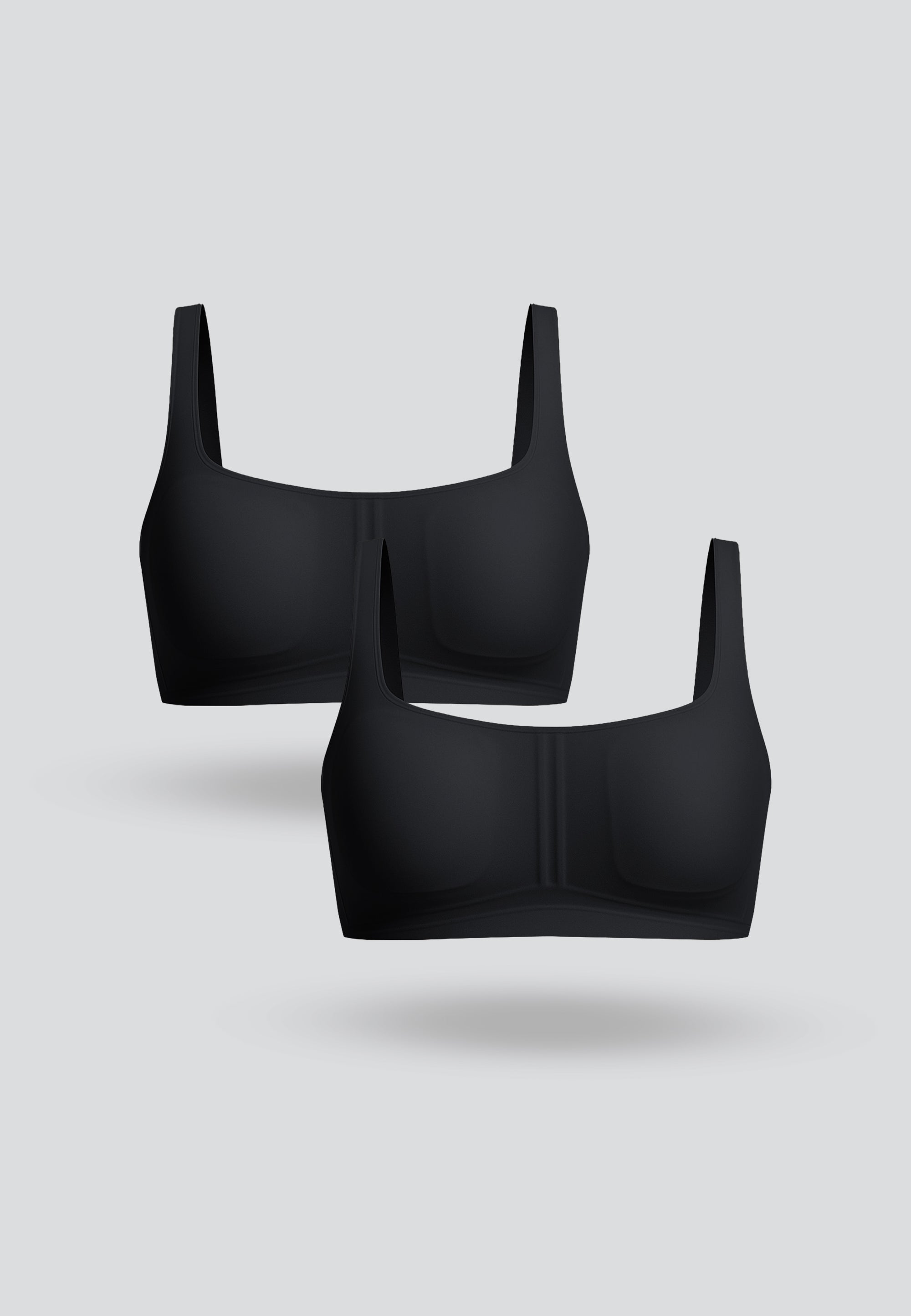 Square Neck Bra with Buckle - 2-Pack