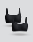 Square Neck Bra with Buckle - 2-Pack