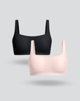 Square Neck Bra with Buckle - 2-Pack