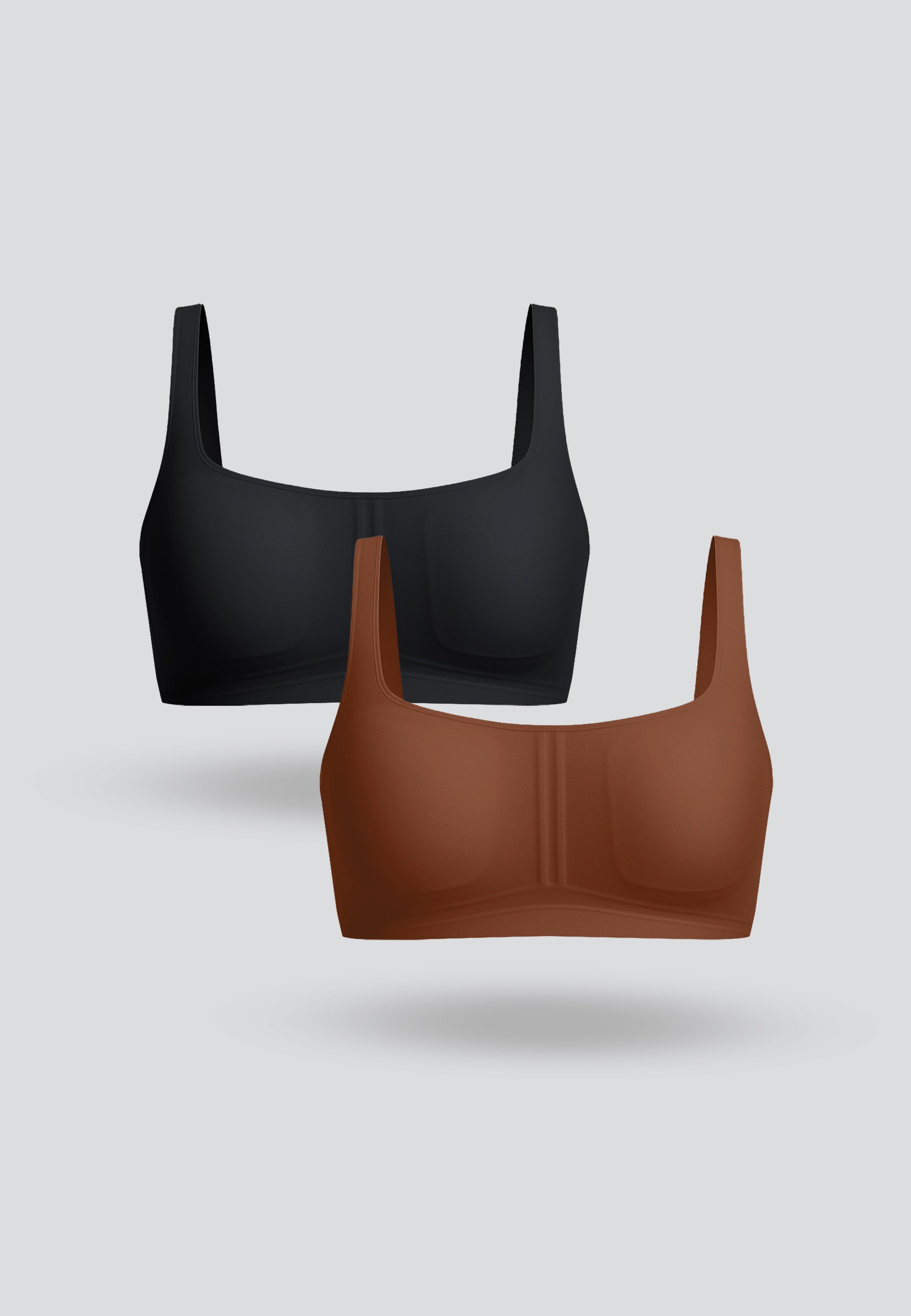Square Neck Bra with Buckle - 2-Pack