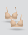Seamless T-Shirt Bra with 3D Support - 2-Pack