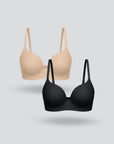 Seamless T-Shirt Bra with 3D Support - 2-Pack
