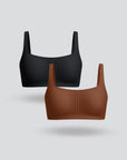 Square Neck Bra with Buckle - 2-Pack