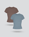 Short Sleeve Seamless T Shirt for Women 2pcs